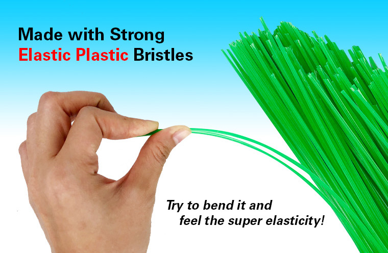 strong elastic plastic bristles, bend it, super elasticity.